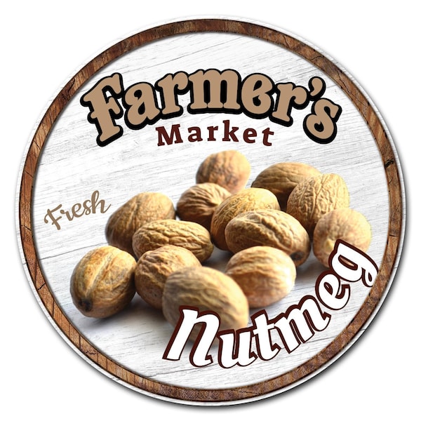 Corrugated Plastic Sign With Stakes 24in Circular-Farmers Market Nutmeg, C-24-CIR-WS-Nutmeg